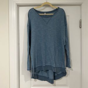 Z Supply Blue Stripe Side-Slit Sweatshirt